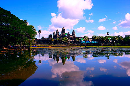 Ankor wat, Kambodja, Asia, sjön, Angkor, Wat, ankor