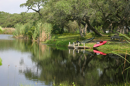 kanot, sjön, fredliga, båt, kajak, rekreation, reflektion