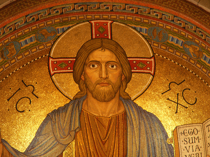 Crist, Jesús, religió, mosaic, or, Maria laach, d'or