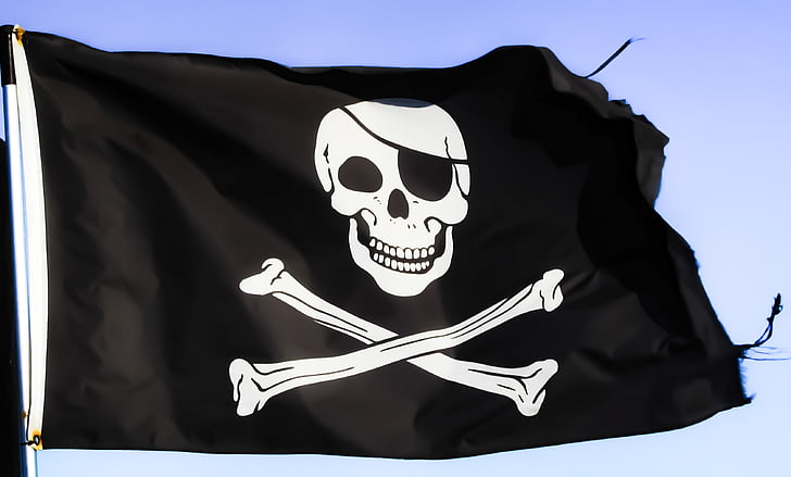 piratai, vėliava, kaukolė, simbolis, skeletas, piratų laivas, kaulų kaukolė