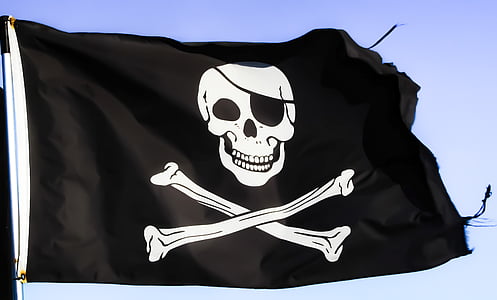 pirater, flag, kranium, symbol, skelet, piratskib, knogle kranium