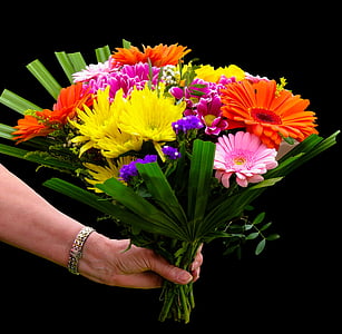 gėlės, puokštė, spalvinga, Sveikinimas, Gerbera, Rožė, Motinos diena