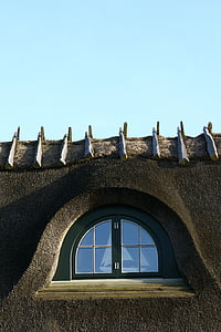 telhado de palha, casa de fazenda, pequena janela, casa, tradicional, antiga