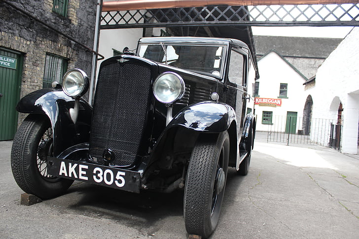 Oldtimer, auto, kolečko, Zralé ženy, automobilový průmysl, kov