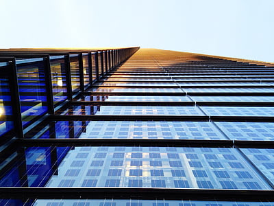 architecture, building, high-rise, low angle shot, perspective, windows, technology