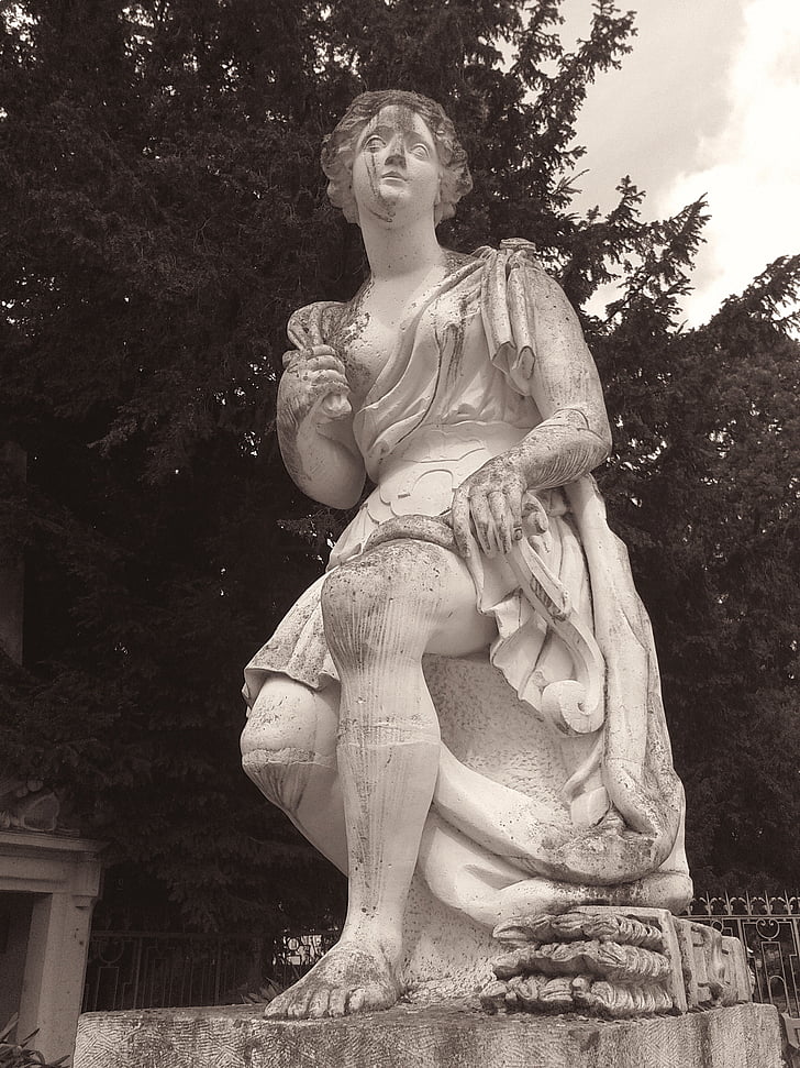 statue, stone, sculpture, baroque, stone sculpture, figure, black and white