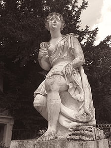 estatua de, piedra, escultura, barroca, escultura de piedra, Figura, blanco y negro