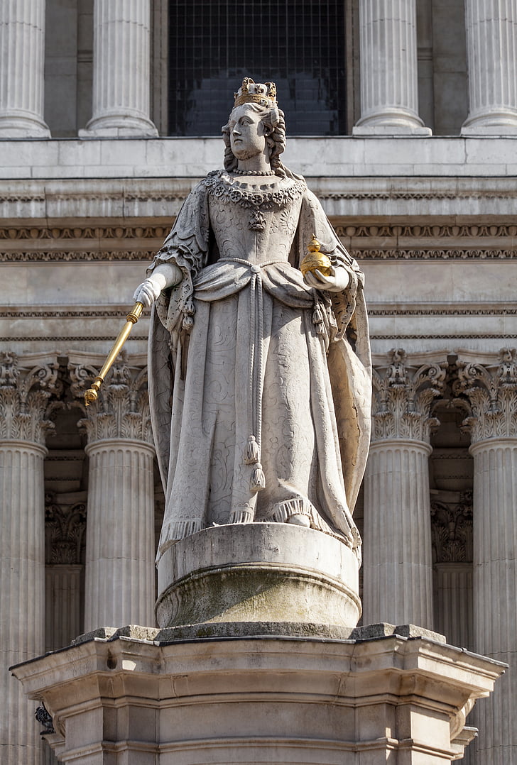 anne of great britain, st paul, cathedral, london, england, statue, sculpture