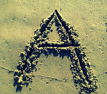 brief een, zand, stok, strand, alfabet