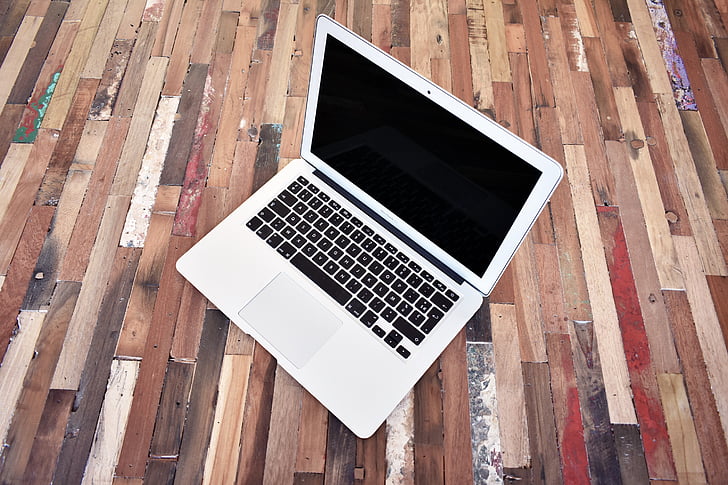 lucht, laptop, hout, gerecycled, MacBook, werkplek, apparaat