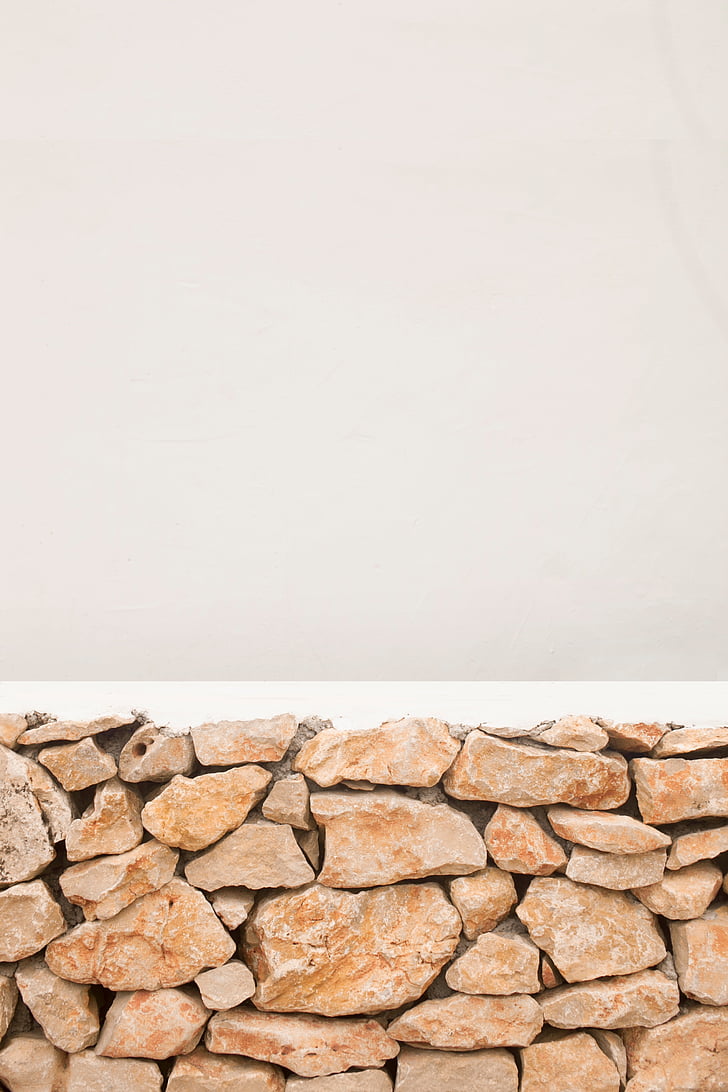 brown, stone, wall, decor, pile, rocks, stack