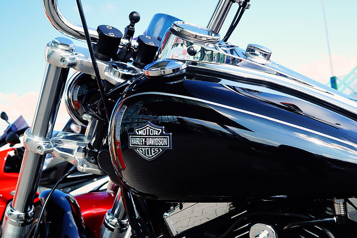 Harley davidson, motorfiets, historisch, chroom, CULT, tank, stuurwiel