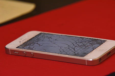 iPhone, esquerdat, destrossat, mòbil, pantalla, telèfon, telèfon