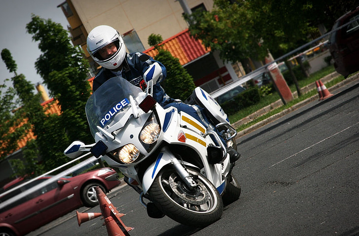 policijas darbinieks, motocikla policists, mums ir enthousiastic, Yamaha