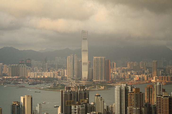 Hongkong, Vis, himmelen, byen, Urban, bybildet, bygge