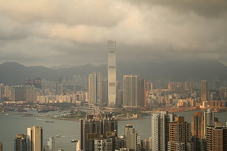 Χονγκ Κονγκ, Προβολή, ουρανός, πόλη, αστική, αστικό τοπίο, κτίριο