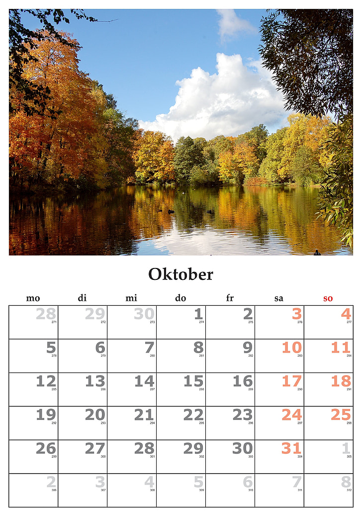 カレンダー, ヶ月, 10 月, 2015 年 10 月