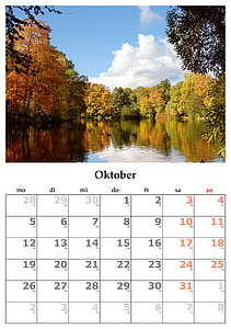 calendario, mes, Octubre, octubre de 2015