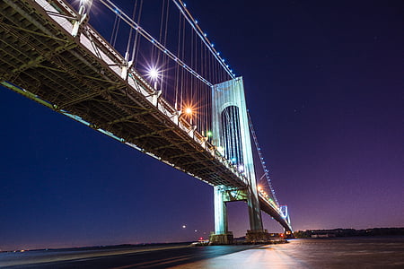 Brooklyn, Podul, noaptea lunga, timp de expunere, noapte, viteza, iluminate