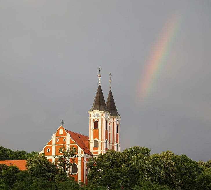 Baranya, Siklós, Máriagyüd, arcobaleno, Chiesa, Basilica, Chiesa di pilgrimage