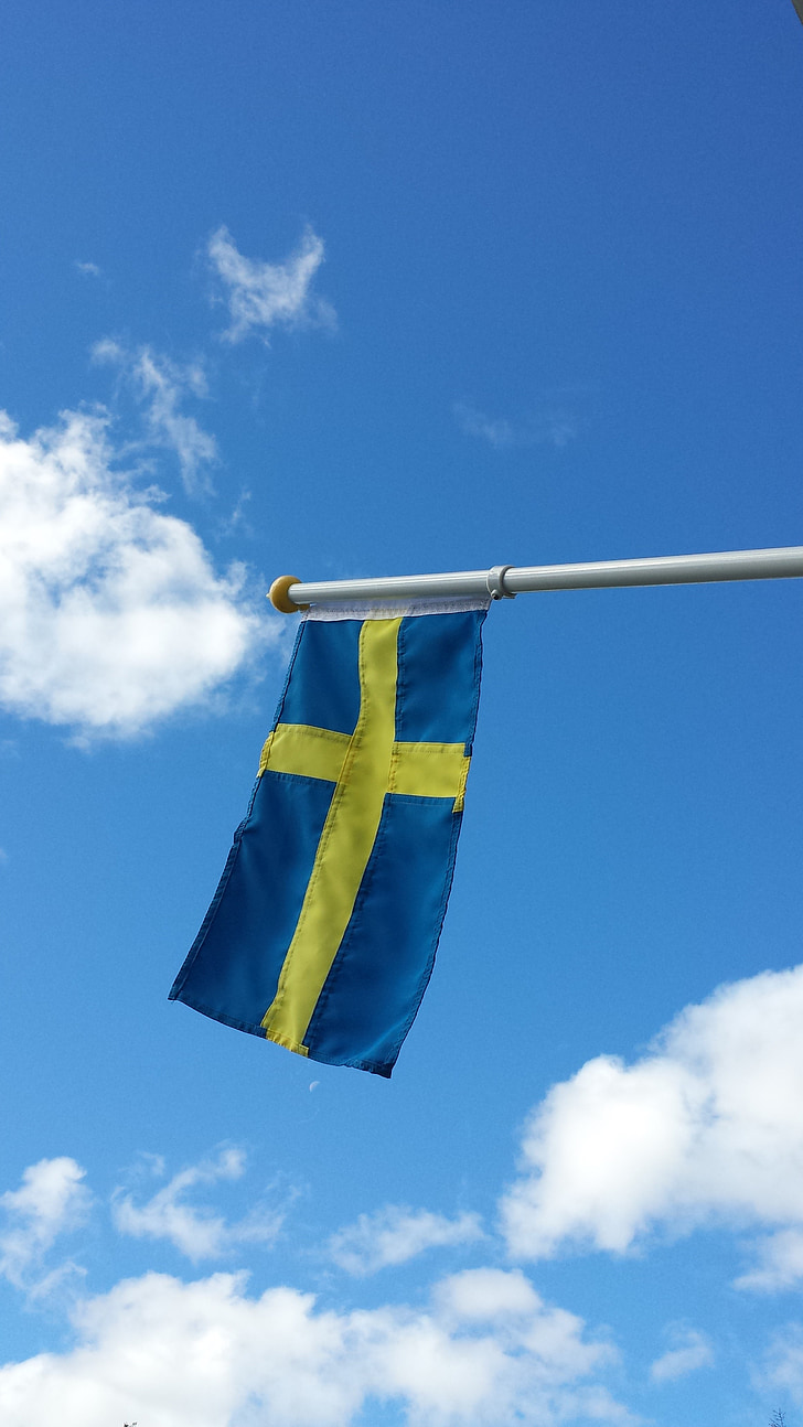 Švedska, zastavo, himmel, oblak, Švedsko zastavo