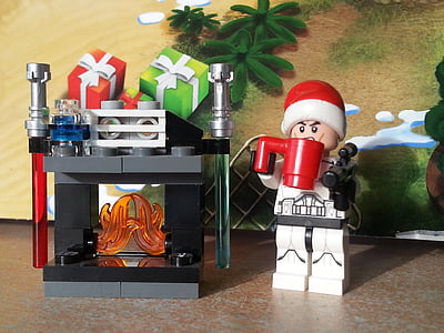 レゴ, スター ・ ウォーズ, クリスマス, 暖炉, ストームトルーパー, シーン, おもちゃ
