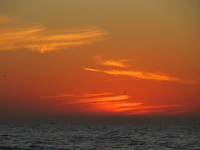 Sunset, Sea, Afterglow, Ocean, meeleolu