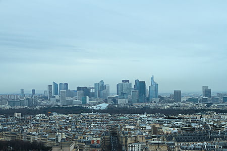 Paříž, město, mrakodrap, modrá, Eiffel, krajina