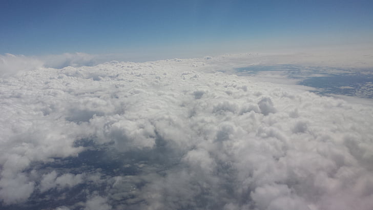 oblaki, nebo, modra, nad oblaki, zraka, letalo, let