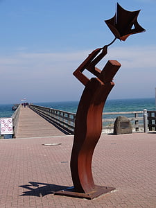 escultura, Figura, arte, artísticamente, Playa de Schönberger, hacia adelante, lluvia