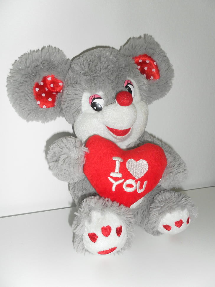 mouse, love, cute, valentine's day, heart, sweet, fabric