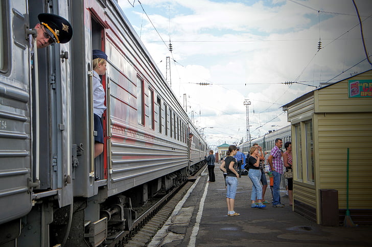 Bahnhof, Trans-siberian, Eisenbahn, Stop, Zugführer, Track