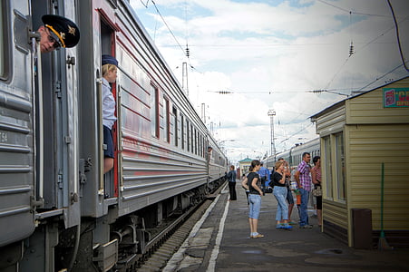 železničná stanica, Trans-sibírska, železničná, zastaviť, čaty, sledovať