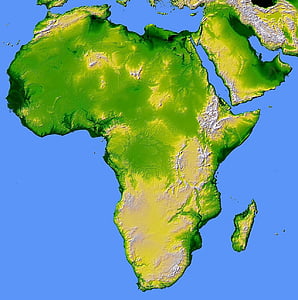 Африка, карта, релеф, земя, континент, География, SRTM
