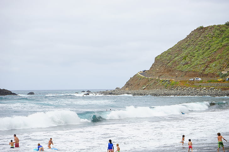 água, onda, Tenerife, kanaran, mar, surfista, banho do divertimento