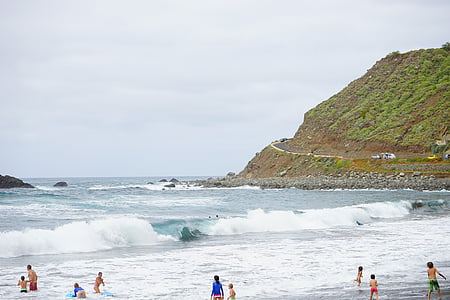 water, wave, tenerife, kanaran, sea, surfer, fun bathing