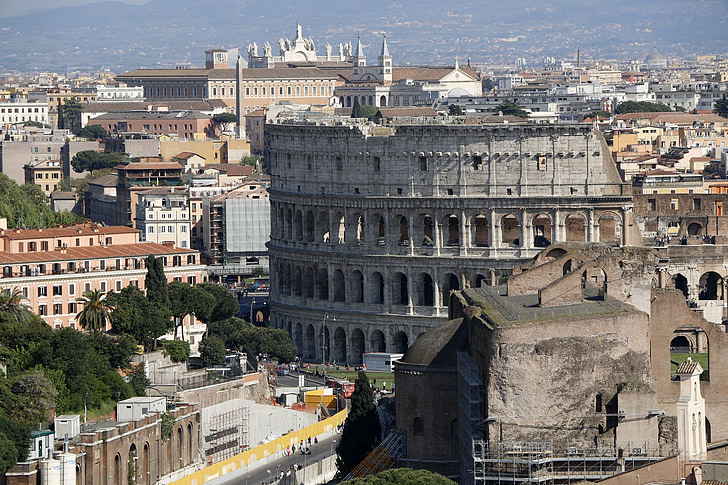 Kolizejs, Rome, Itālija, vēsturiski, senatne, ēka, kolonnveida