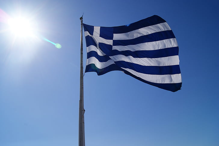 Прапор, Греція, країна, США, синій, небо, Патріотизм