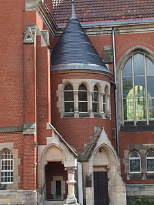 church, turret, window, architecture, brick, building Exterior, built Structure