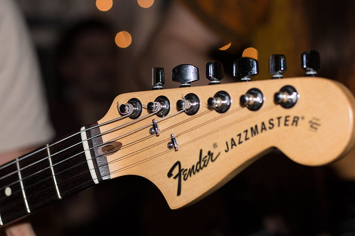 Fender, Jazz, meester, gitaar, muziek, spelen, snaarinstrument