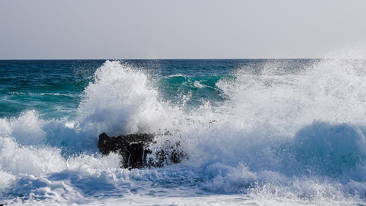 bølge, Smashing, Rock, havet, vand, natur, Splash
