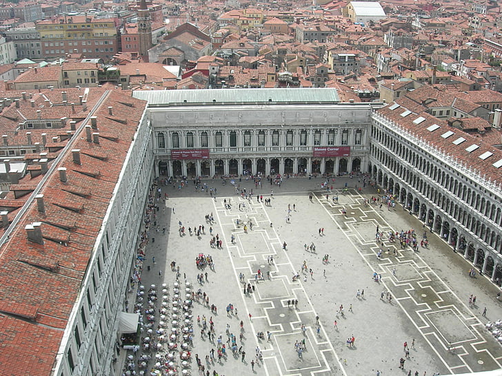 Benátky, Itálie, EU, viz, krajina, pohled na město, stropy