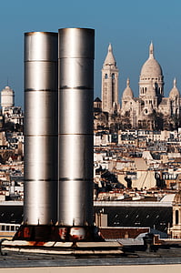 Paříž, střechy, krby, cestovní ruch, Nejsvětější Srdce panoramatický pohled