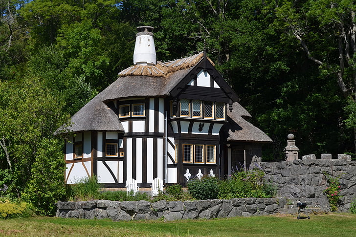 gatehouse, forest, truss, wall, fachwerkhaus, nostalgia, thatched roof