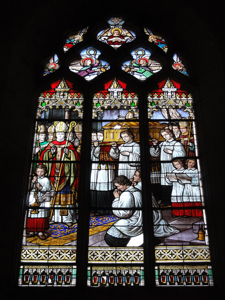 Basílica, Saint-eutrope, Saintes, França, vidro manchado, janela, decoração