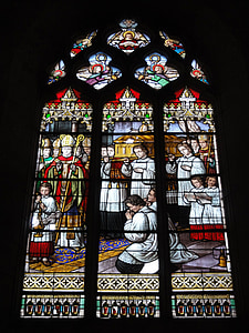 Basiliek, Saint-eutrope, Saintes, Frankrijk, Gebrandschilderd glas, venster, decor