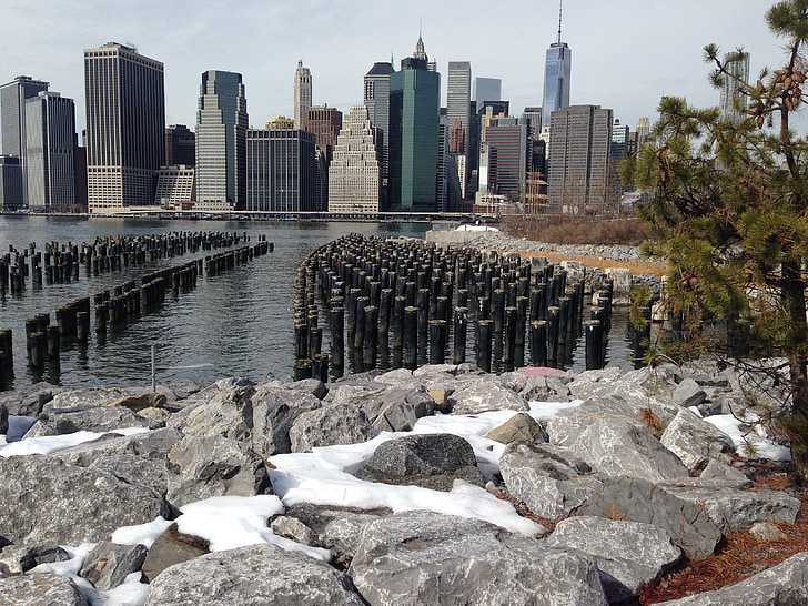 East River, NYC, New york, skyline, wolkenkrabbers, New york city, het platform