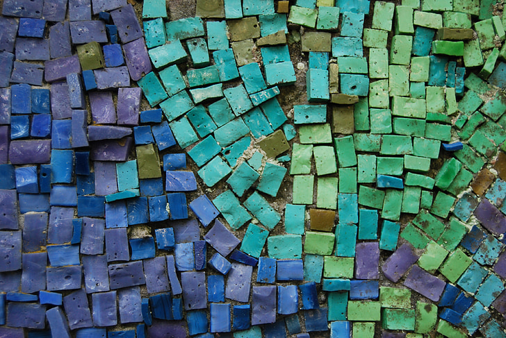 mosaic, blau, verd, fons, paret, decoratius, disseny