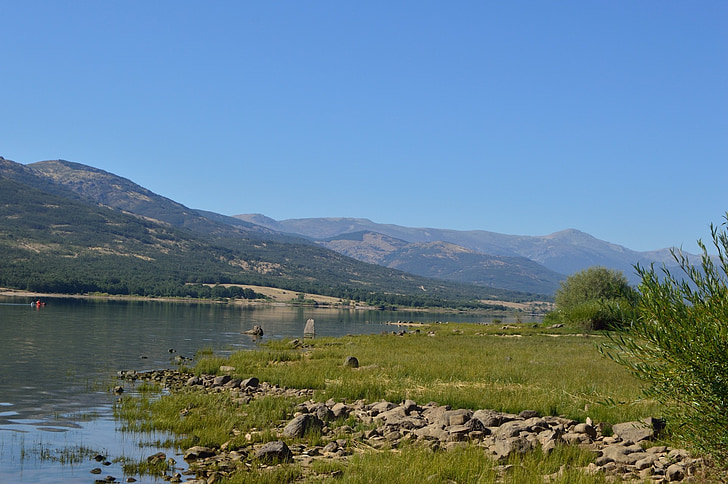 Sierra de madrid, montagne, paysage, vacances, été, reste, Lac