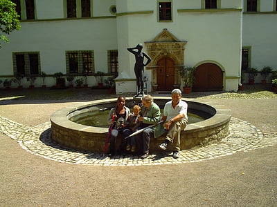 strūklaka, Schloss dornburg, pils, ģimenes, ēka, viduslaikos